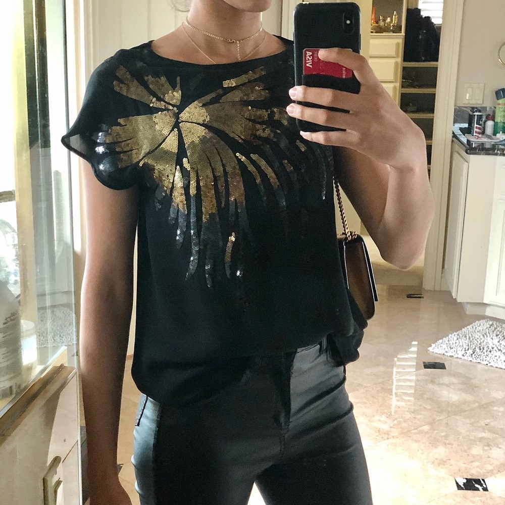 Halston Heritage One shoulder Sequin Top